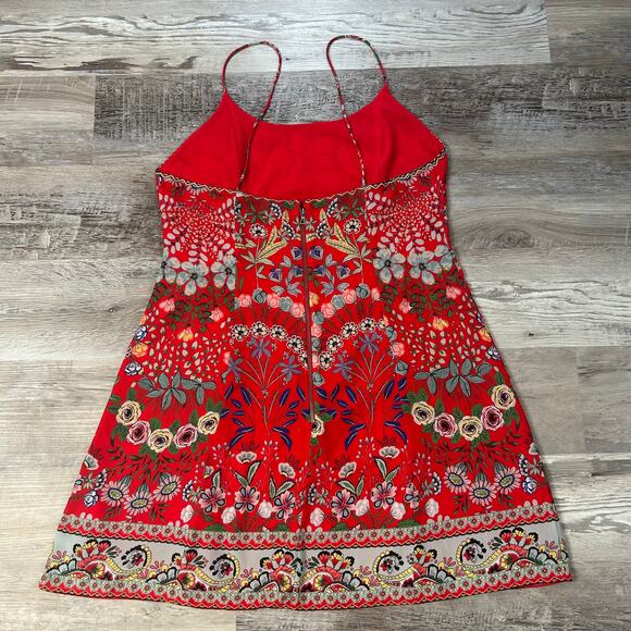 Alice + Olivia Red Floral Mini Dress Size 14 Boho Sleeveless Sundress - Picture 6 of 11